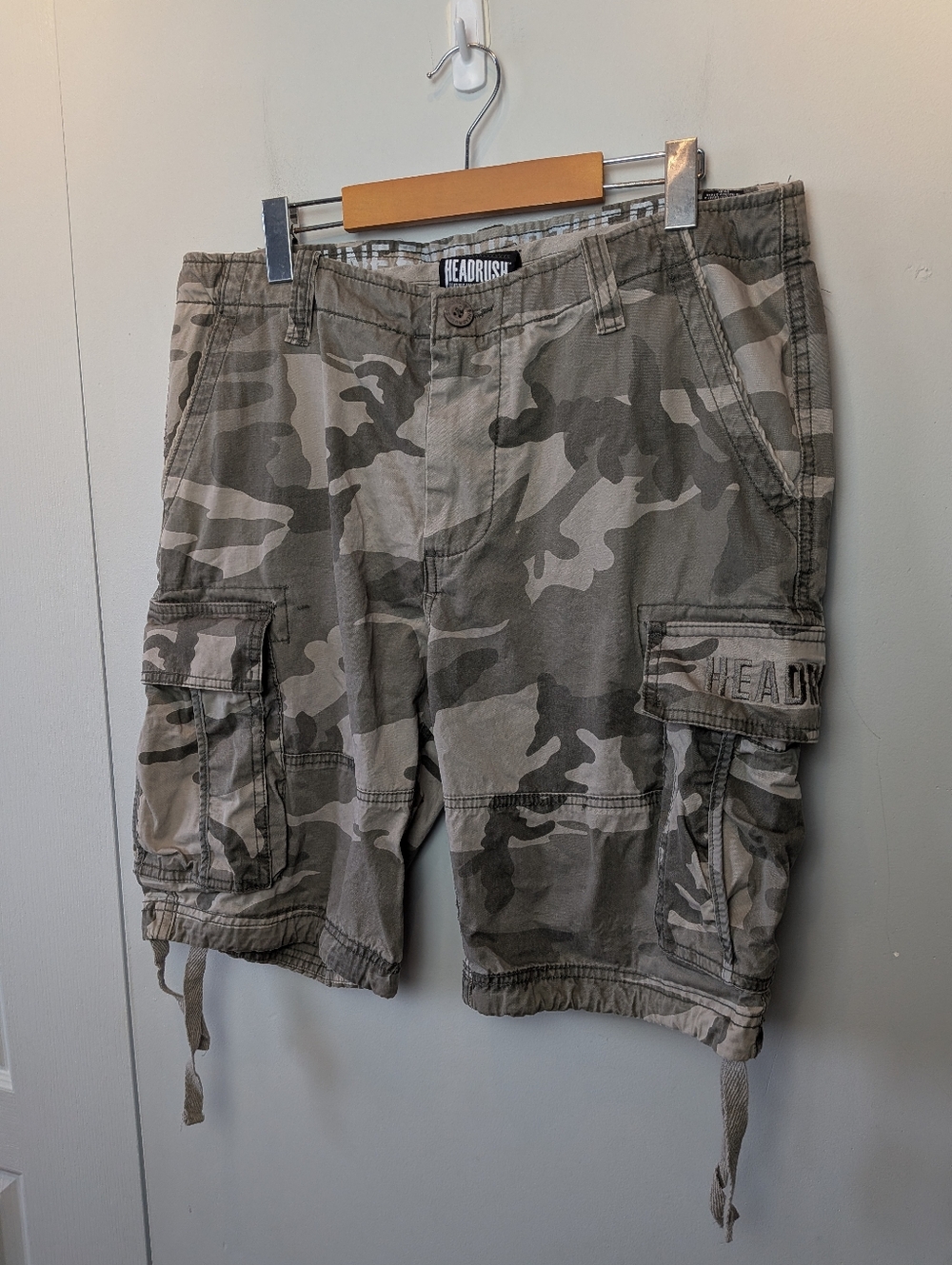 HEADRUSH Camo Cargo Men Short Size 34 100% Cotton Loose And Baggy Fit